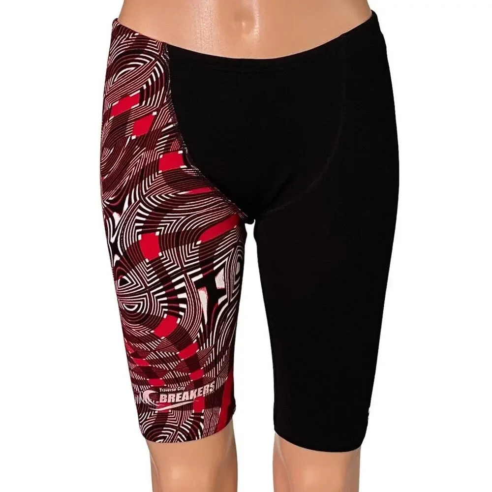 SPEEDO Red & Black Swim Trunks Drawstring Jammer Swimsuit ~ Men's Size 32